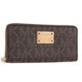 MICHAEL Michael Kors Logo Zip Continental Brown Wallet