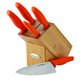 Rachael Ray Cutlery 6-piece Japanese Stainless Steel Knife Block Set with Orange Handles