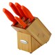 Rachael Ray Cutlery 6-piece Japanese Stainless Steel Knife Block Set with Orange Handles