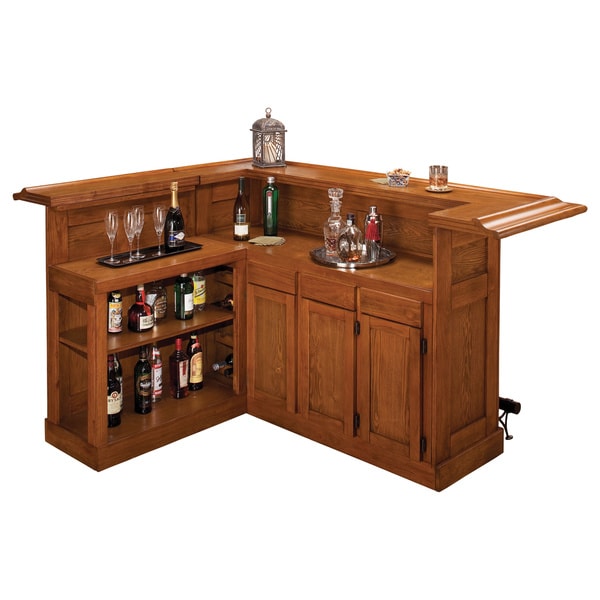 Classic Large Oak Bar with Side Bar Overstock Shopping Big