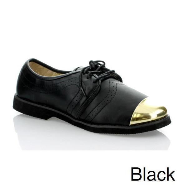 Marilyn Moda Women's 'Gotty' Metal Toe-cap Topstitched Oxford Shoes