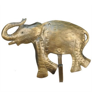 Best Shopping Recycled Metal Goldtone Elephant Wall Hook (India)