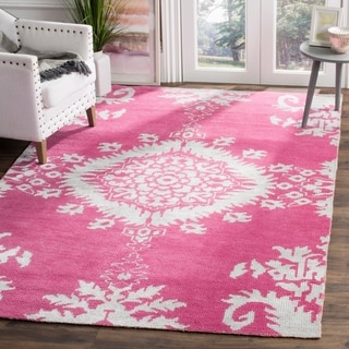[1] Safavieh Hand-knotted Stone Wash Fuchsia Wool/ Cotton Rug (8' x 10')