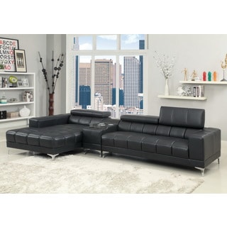Great Prices Furniture of America 'Bourlette' Black Bonded Leather 2-piece Sectional