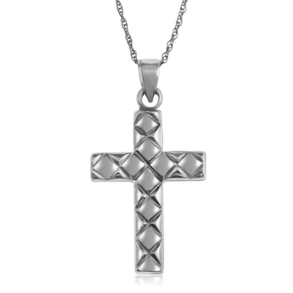 necklace.  14k polished high  Made cross Gioelli pendant gold gold cross  white of white necklace pendant