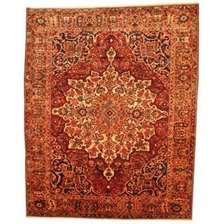 --->  Antique 1950's Persian Hand-knotted Bakhtiari Rust/ Peach Wool Rug (10'10 x 13'4)