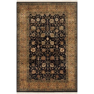 (^.^)/  Safavieh Hand-knotted Ganges River Black/ Gold Wool Rug (4' x 6')