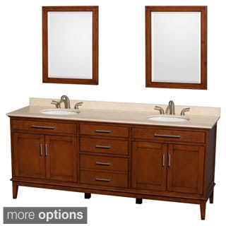 See Reviews Wyndham Collection Hatton 80-inch Light Chestnut Double-sink Bathroom Vanity