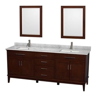 ( ._.) Wyndham Collection Hatton 80-inch Dark Chestnut Double-sink Bathroom Vanity