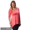 24/7 Comfort Apparel Women's Plus Size Solid High-low Tunic