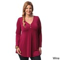 24/7 Comfort Apparel Women's Plus-size Three-button Henley Tunic