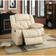 Furniture of America Barbz 3-Piece Bonded Leather Recliner Sofa Set, Ivory
