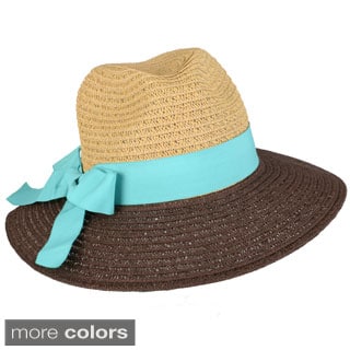 Journee Collection Women's Tonal Ribbon Accent Fedora-Image