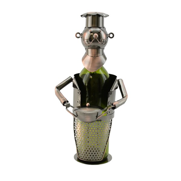 WineBodies Chef with Pot in Bronze Metal Wine Bottle Holder
