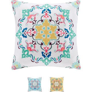 (^.^)/  Intelligent Design Cotton Canvas Medallion Embroidered Decorative Pillow - Multiple Options