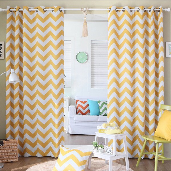Aurora Home Room Darkening Chevron Print Grommet Top 84inch Curtain Panel Pair 16117474