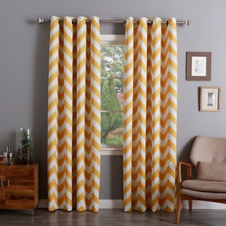 Special Offers Chevron Print Room Darkening Grommet Top 84-inch Curtain Panel Pair