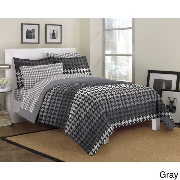 Houndstooth 7-piece Bed in a Bag with Sheet Set