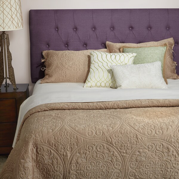 Humble + Haute Hampton Iris Purple Linen Queen Diamond Tufted Upholstered Headboard Overstock