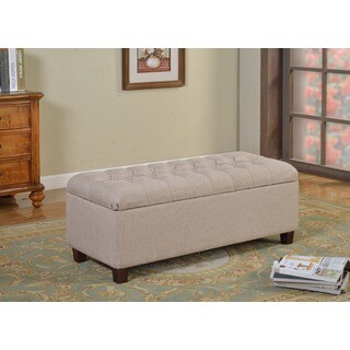 Low Price Kinfine Large Vanilla Linen Tufted Storage Bench