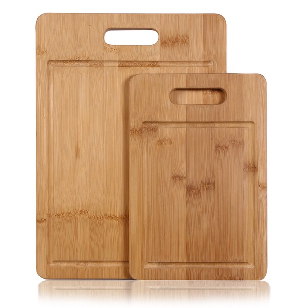 Adeco 2-piece 100-percent Natural Bamboo 0.5-inch Thick Cutting Board Set