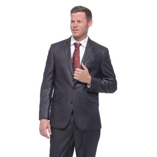 Kenneth Cole Reaction Men's Slim Fit Grey Basketweave Suit-Image