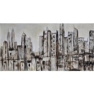 See Reviews Giovanni Russo 'New Dust City' Hand-painted Canvas Art