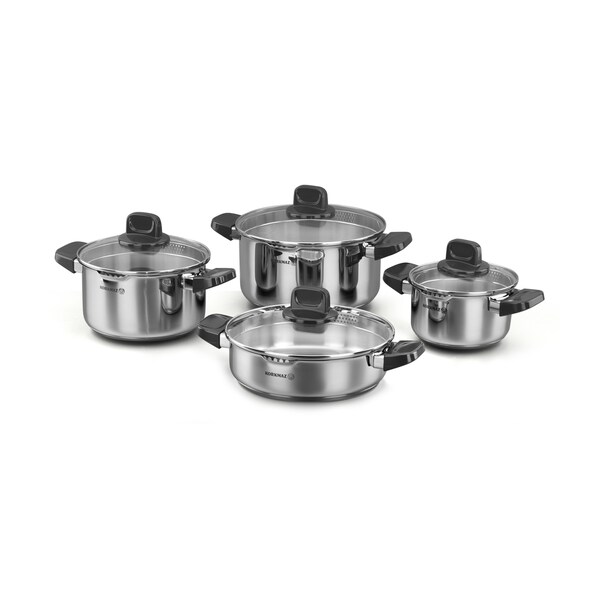 Korkmaz Stranda Capsulated Cookware with Tempered Glass Lid - 4 Piece
