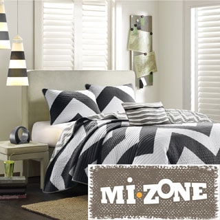 @@@ >  Mizone Virgo Black Chevron Reversible 3-piece Quilt Set