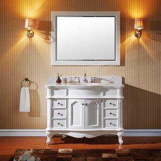 Hot Deal Virtu USA Norhaven 48 inch Single Sink White Vanity with Italian Carrara White Marble Countertop with Backsplash