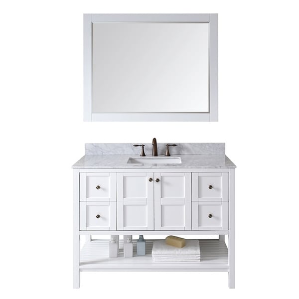 Virtu USA Tiffany 48 inch Single Sink White Vanity with Carrara White Virtu USA Tiffany 48 inch Single Sink White Vanity with Carrara White
