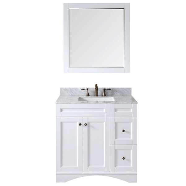 Virtu USA Elise 36 inch Single Sink White Vanity with Carrara White