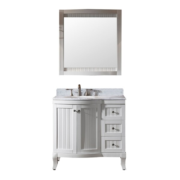 Virtu USA Khaleesi 36 inch Single Sink White Vanity with Carrara White
