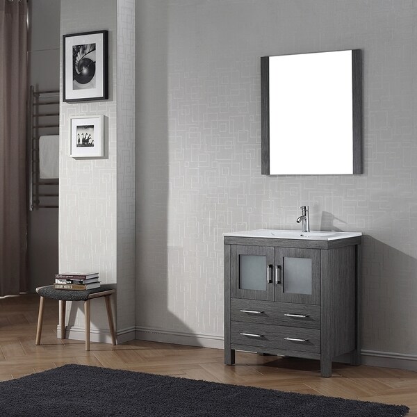 Virtu USA Dior 30 inch Single Sink Vanity Set in Zebra Grey 16129183