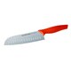 Rachael Ray Cutlery 7-inch Japanese Stainless Steel Santoku Knife with Orange Handle and Sheath