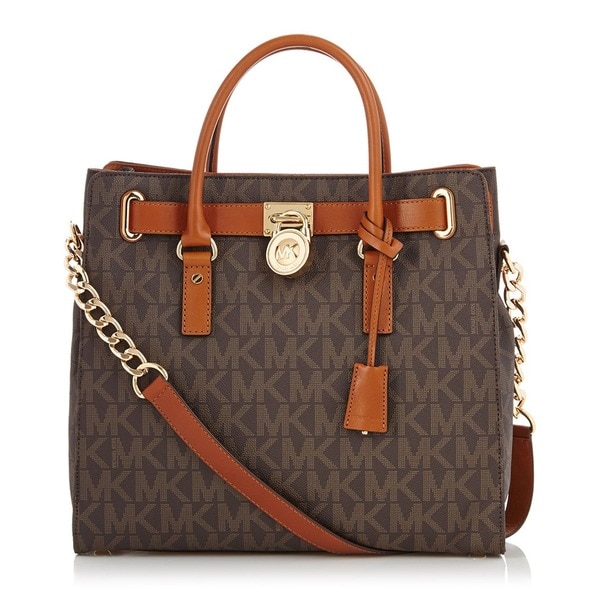 Michael Kors Hamilton Large Logo NS Tote - Brown PVC