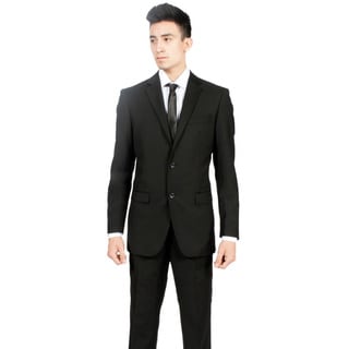 Zonettie by Ferrecci Men's Custom Slim Fit Black 2-piece Suit-Image