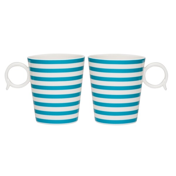 Red Vanilla 'Freshness Mix & Match Lines' 12-ounce Turquoise Mug (Set of 2)