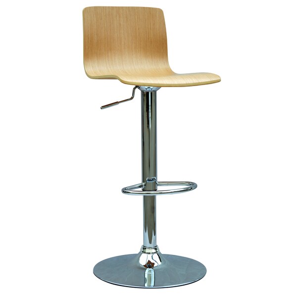 Somette Oak Bent Wood Pneumatic Gas Lift Adjustable Swivel Stool