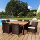 Amazonia Wendy 9-piece Eucalypus Wood & Wicker Outdoor Dining Set with Off-White Cushions