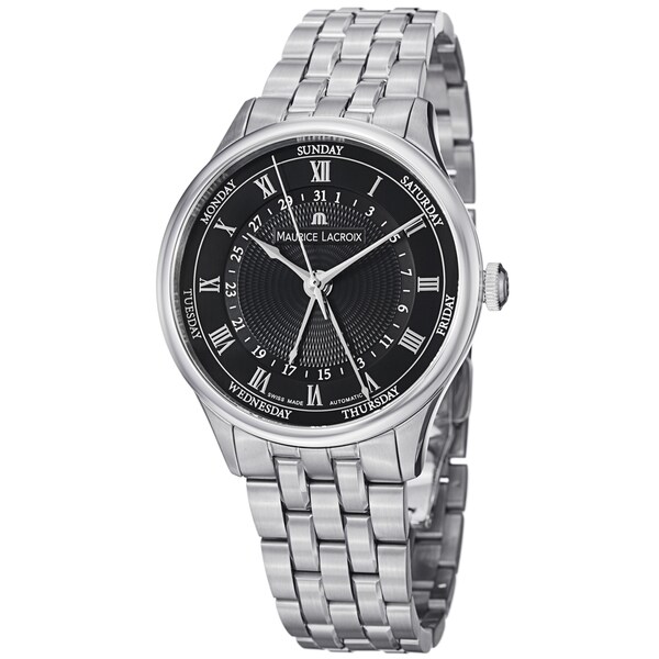 Maurice Lacriox Men's MP6507-SS002-310 'MasterPiece' Black Dial Day Date Stainless Steel Watch