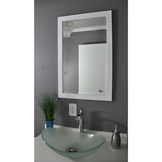 Hot Deal American Made Rayne Glossy White Beveled Wall Mirror