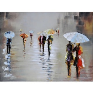 Low Price Giovanni Russo 'Rawhide Rain' Hand-painted Canvas Art