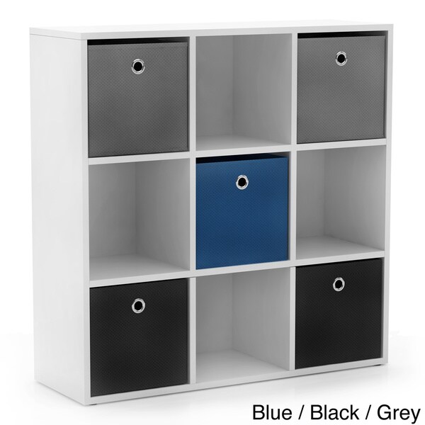 Simple Living 'Jolie' White Bookcase with Five Fabric Bins