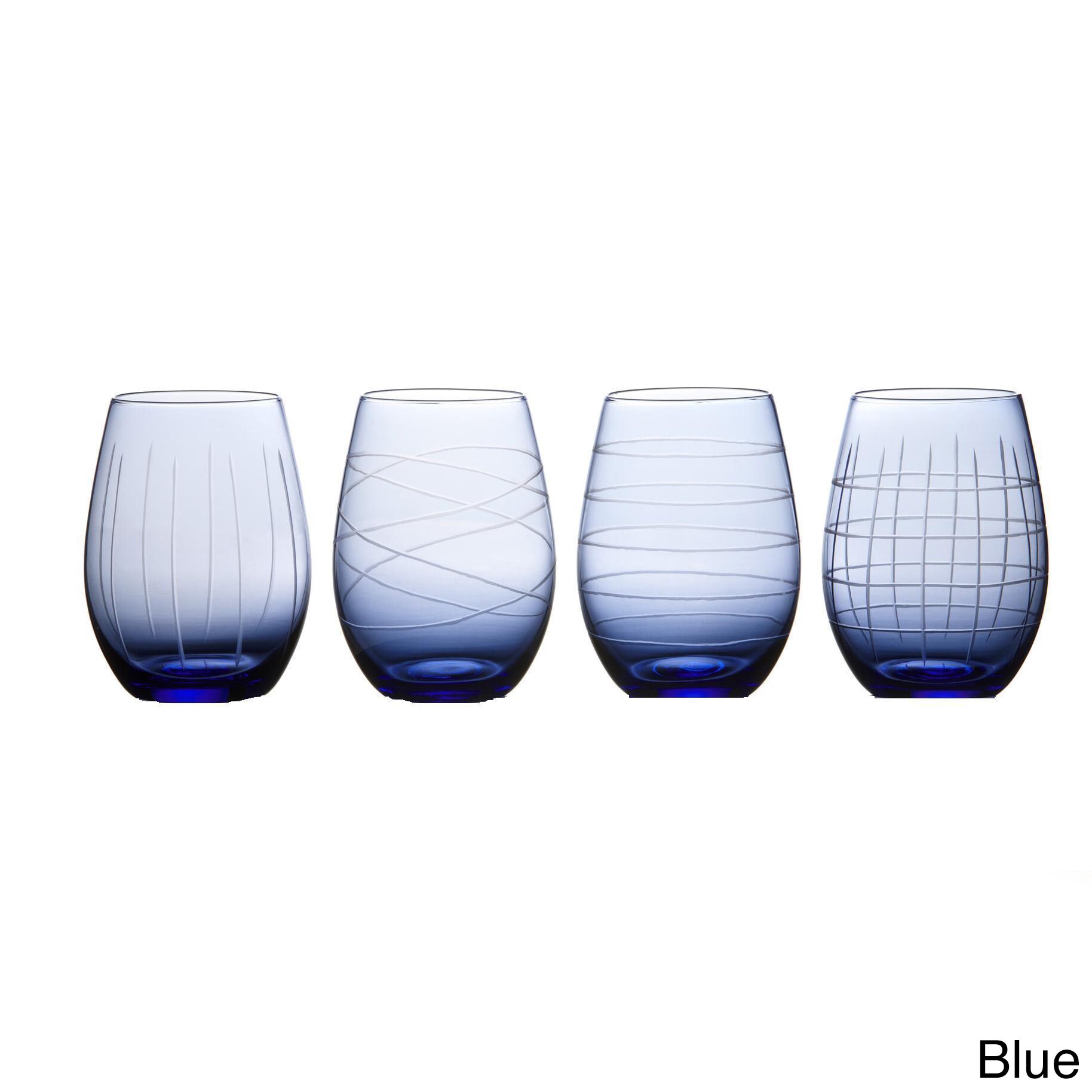 Medallion Stemless Goblet Set (Set of 4) Overstock Shopping Big