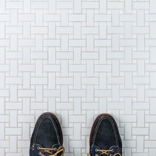 [1] SomerTile 10.5-inch Victorian Basket Weave White Porcelain Mosaic Tile (Pack of 10)