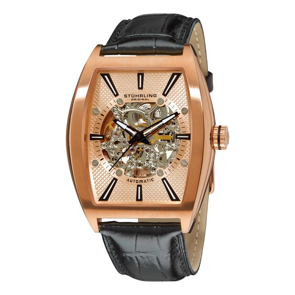 Stuhrling Original Men's Millenia Master Automatic Leather Strap Watch