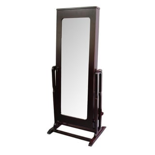 Deals Tall Dark Cherry Standing Mirror with Storage