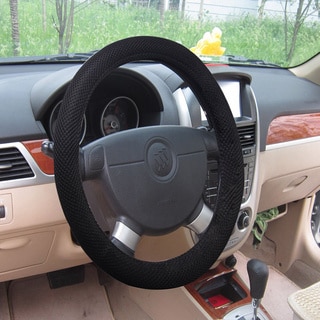 Universal Fit Black Mesh Fabric Steering Wheel Cover-Image