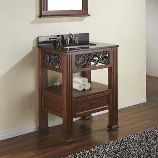 Low Price Avanity Napa 24-inch Single Vanity in Dark Cherry Finish with Sink and Top